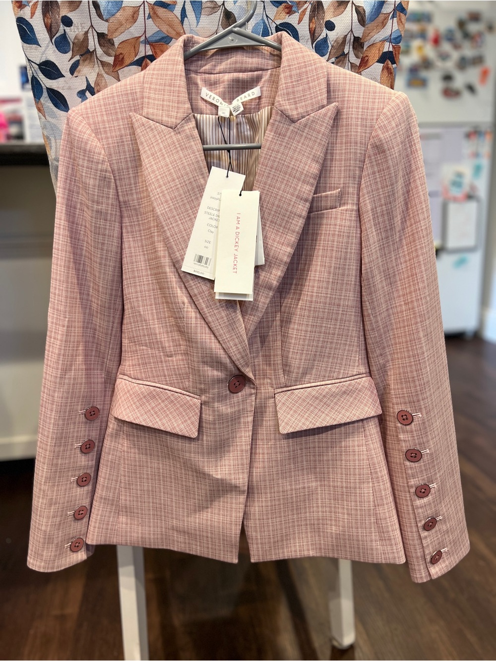 Veronica Beard Pink Plaid Single-Button Blazer